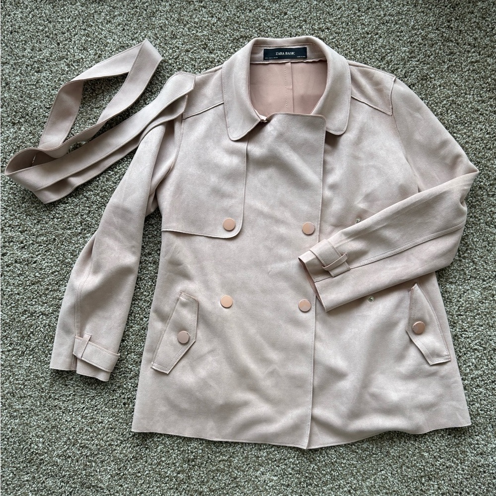Zara Basic Light Pink Suede Blazer